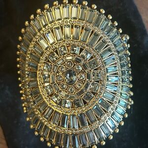 Charm & Chain Gold and Silver Statement Cuff Bracelet with Rhinestones